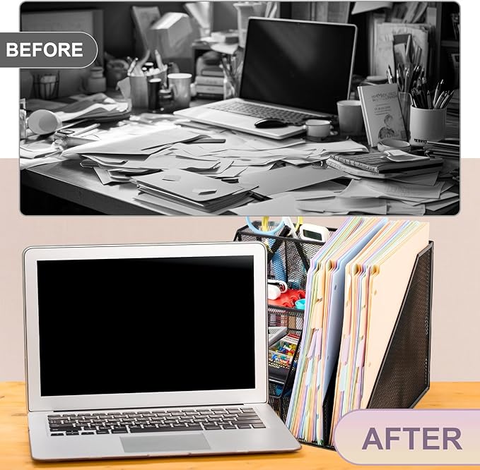 Honoson 60 Pcs Plastic Folders with Clear Front Pocket 3 Hole Punched Folders for 3 Ring Binder 1/6 Cut Tabs for Office Classroom (Macaron Colors)