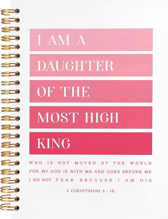 BearCake Pink I am Daughter of the Most High King Christian Notebook Journal, Christian Gifts for Women, Bible Notebooks for Note Taking, Bible Journaling Notebook, Hardcover Spiral Notebook 5.5x8.3