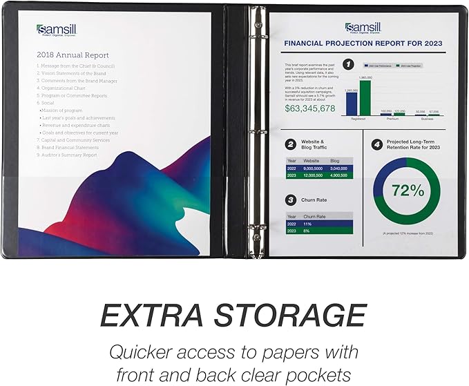 Samsill Durable .5 Inch Binder, Made in the USA, Round Ring Customizable Clear View Binder, Black, 24 Pack (MP248410)