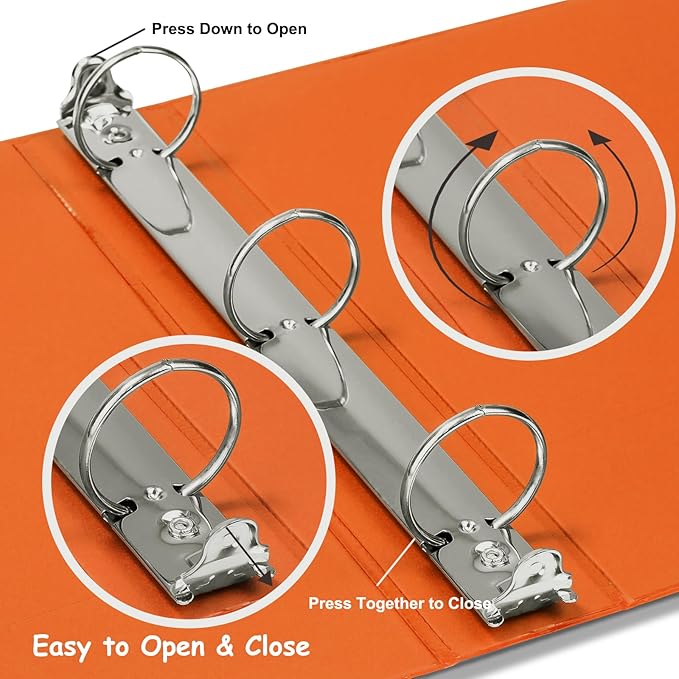 COMIX 3 Ring Binder 1.5 inch with Clear View Cover, 1.5" View Binder Holds 300 Sheets of US Letter Size Paper, 6 Pack (Assorted)