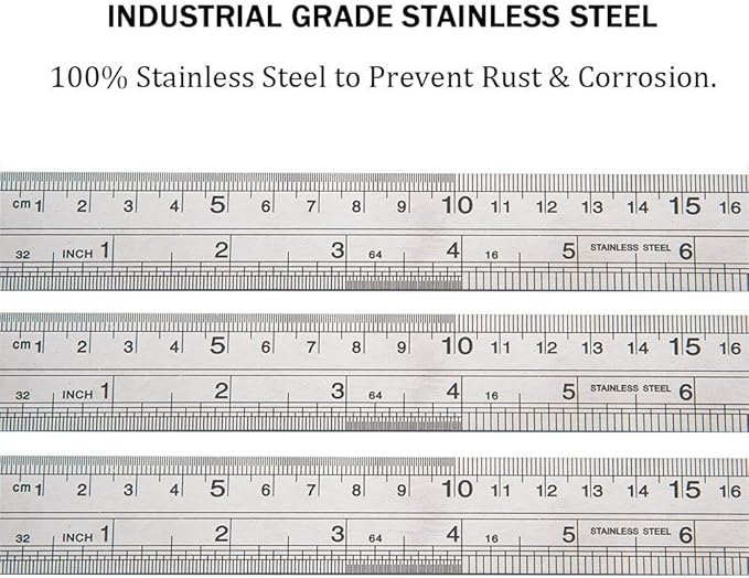 ZZTX Metal Straight Edge Ruler Set,Stainless Steel Ruler,12 Inch, Bulk 1 Pack
