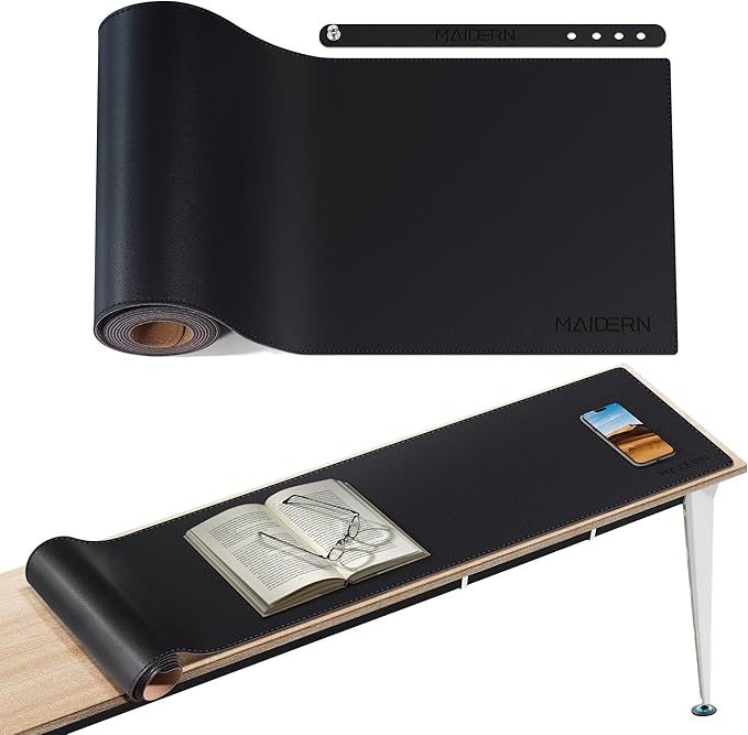 MAIDERN 70.9” x 7.9” Narrow Table Cover, Reversible Leather & Cork Console Table Mat, Long Slim Table Protector for Sofa Table, Entryway, Sideboard, Hallway, or Buffet Table (Black)