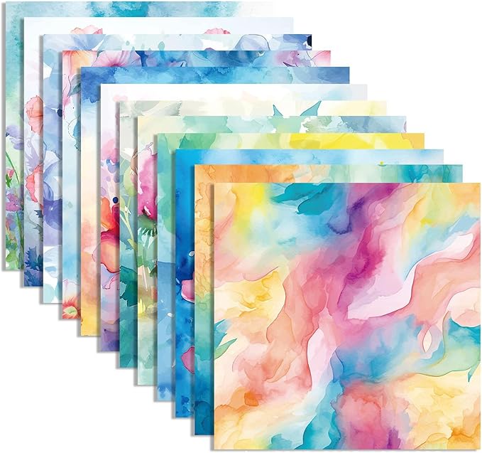 24 Sheets Floral Scrapbook Paper 30x30cm Watercolor Flower Patterned Double Sided Scrapbooking Decorative Craft for Card Making Kit Cardstock Origami Paper Supplies