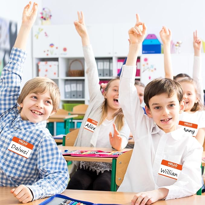 Zacool 480 Pcs Orange Name Tag Stickers (3" x 2") Identification Badges, Peelable 'Hello My Name is' Badges for Themed Party, Family, Home, School, Office