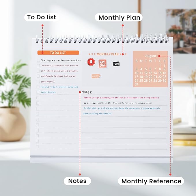 Desk Calendar 2025-2026,July 2025 to Dec 2026 18 Months Standing Flip Desk Calendar with Stickers,10" x 8" Desktop Calendar for Home Office School,White