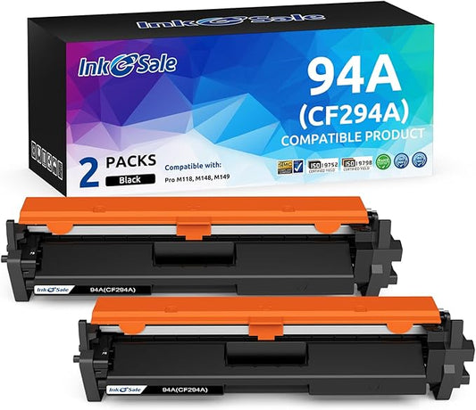 INK E-SALE 94A CF294A Toner Cartridge Replacement for HP 94A 94X CF294A CF294X Black Toner Cartridge for HP Laserjet Pro M118dw MFP M148dw M148fdw M149fdw Printer, 2-Pack