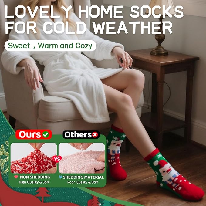 COOPLUS Fuzzy Socks for Women Warm Fluffy Cozy Winter Soft Home Slipper Socks (5 Pairs)