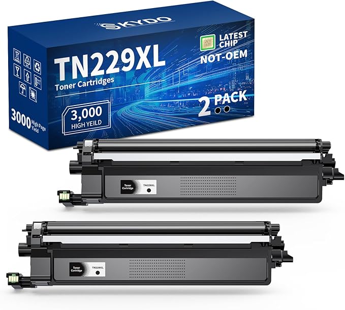 TN229XL Black Compatible Toner Cartridges Replacement for TN229 TN-229 TN 229 XL Toner Cartridges to Use with MFC-L3780CDW MFC-L3720CDW HL-L3280CDW HL-L3220CDW Printer(2 Blacks)