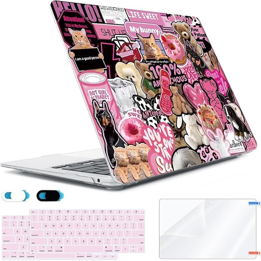 for MacBook Air 13 inch Case 2018 2019 2020 2021 2022 Release A2337 M1 A2179 A1932 Retina Display & Touch ID, Plastic Hard Shell Case +Keyboard Cover+Screen Protector+Webcam Cover, Puzzle
