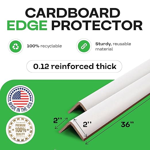 IDL Packaging Cardboard Edge Protectors 2" x 2" x 36", Full Pallet of 2800 pc, White - V-Board Reinforced Corner Protectors - Regular-Duty Cardboard Corners for Shipping