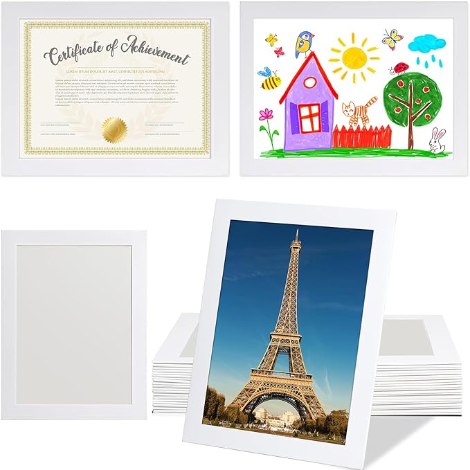 8.5 x 11 Paper Diploma Frame with High Definition PVC Window Paper Certificate Degree Document Holder Picture Photo Frames Display Gallery Wall Frame Art Frames for Tabletop and Wall Display(15,White)