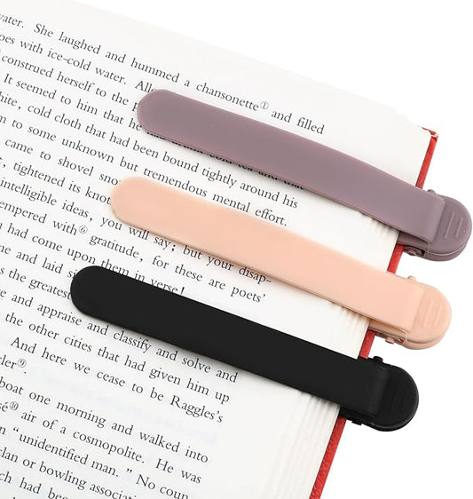 SMUK 3pcs Automatic Bookmarks for Women, Cute Silicone Bookmarks for Book Lovers Reading Women Men Teens Teachers, Book Mark Book Page Keeper Reading Gifts for Reading Lovers