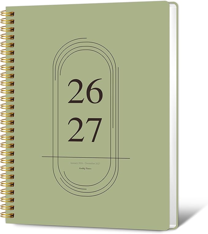 Monthly Planner 2026-2027 - 2 Year Monthly Planner Calendar 2026-2027, Jan. 2026 - Dec. 2027, 7.3" * 9.5", 24 Months Calendar Planner with Note Pages, for Office, School Home Planning - Green