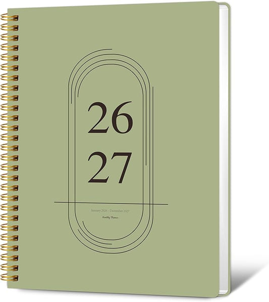 Monthly Planner 2026-2027 - 2 Year Monthly Planner Calendar 2026-2027, Jan. 2026 - Dec. 2027, 7.3" * 9.5", 24 Months Calendar Planner with Note Pages, for Office, School Home Planning - Green