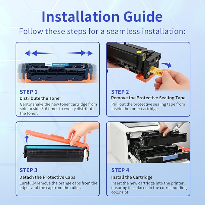 414A Toner Cartridges 4 Pack (with Chip) Compatible Replacement for HP 414A 414X for Color Laserjet Pro MFP M479fdw M479fdn M479dw Pro M454dw M454dn M479 M454 Printer Ink W2020A W2020X High Yield