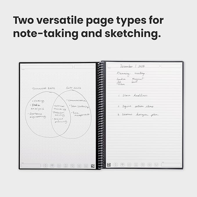 Rocketbook Fusion Hybrid Reusable Planner and Notebook in One, Additional Blank Pages, Goal and Project Tracker, Undated Planner, Letter Size 8.5x11, Blue (Pack of 1)
