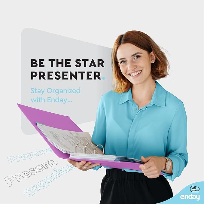 3 Slant D-Ring Binder 3 Inch Purple, 3 in Clear View Cover with 2 Inside Pockets Binder, Heavy Duty Colored School Supplies Binders,Also Available in Green, Grey, Red, Blue, Pink (6 PC) – by Enday