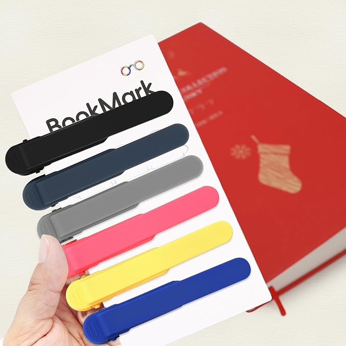 SMUK 6pcs Automatic Bookmark, Smart Silicone Book Mark Book Markers for Men Women Book Lovers, Book Clip Page Keeper Reading Gifts for Book Lovers