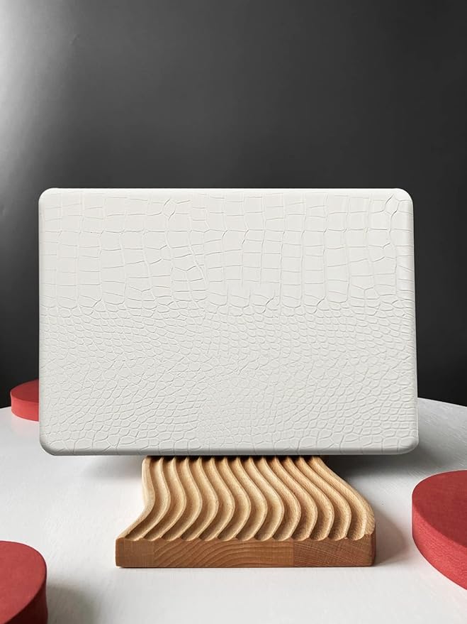 KEROM Compatible with Crocodile MacBook Air 15 inch Case 2025 2024 2023 M4 M3 M2 A3241 A3114 A2941, Crocodile Skin Alligator Skin PU Leather Hardshell & Keyboard Cover for Mac Air 15 inch Case, White