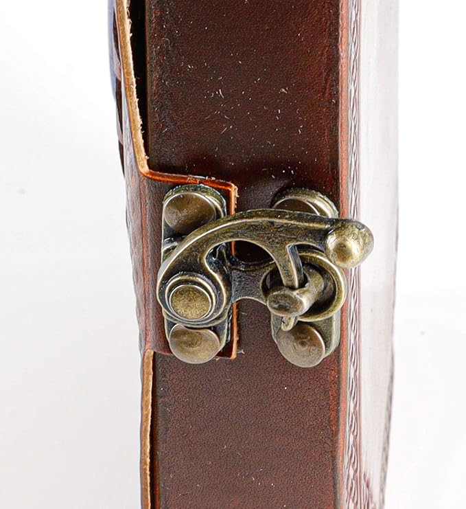 Vintage Leather Journal Handmade Buffalo Non-Refillable Deckle Edge Paper – Leather Bound Journal for Women Men Vintage C-Lock Closure Ideal for Writing & Travel for Artists