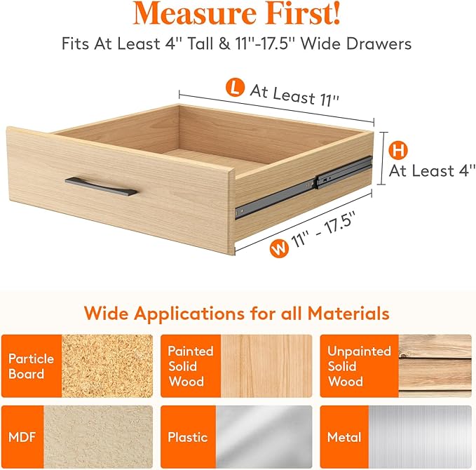 Lifewit 6 Pack Drawer Dividers 4" High, 11-17" Adjustable Drawer Organizers for Clothes, Expandable Dresser Separators in Bedroom/Bathroom/Kitchen/Fridge/Office Organization and Storage, Black