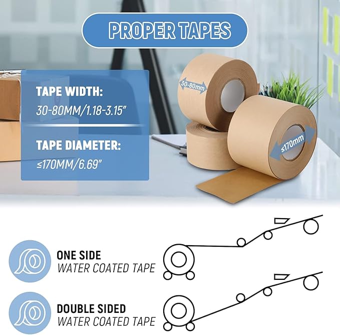 Water-Activated Tape Dispenser, Manual Kraft Gum Tape Dispenser, Width Adjustable 1.18-3.15", Light Weight & Portable Packing Tape Dispenser Set, Green