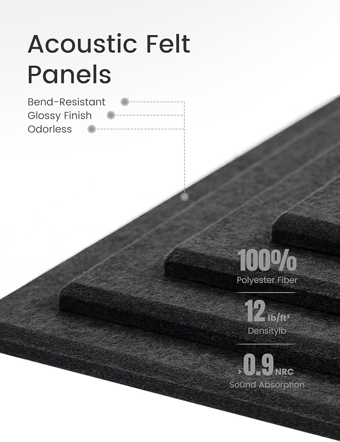Large Felt Bulletin Board 48" x 36" Cork Board Alternative-12 Pack with 70 Safe Removable Adhesive Tabs, Cork Boards for Walls Cork Board for Home Office Classroom Pin Board - Charcoal Gray