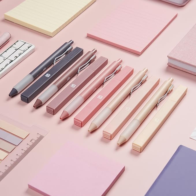 BLIEVE Aesthetic Highlighters and Gel Pens And Soft Tip, No Bleed Dry Fast Easy to Hold, for Bible Journaling Planner Notes School Office Supplies (Morandi)