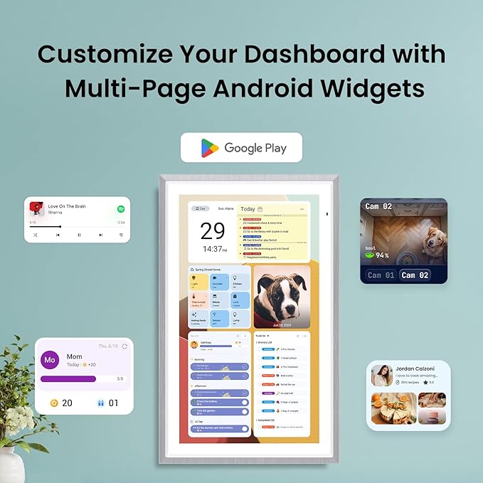 ApoloSign 27" Digital Calendar: Dual Mode Calendars with Google Play & Multi-calendar Sync, Electronic Planner & Chore Chart, Smart Touchscreen, Interactive Display for Family Schedule(Gray, 27-inch)