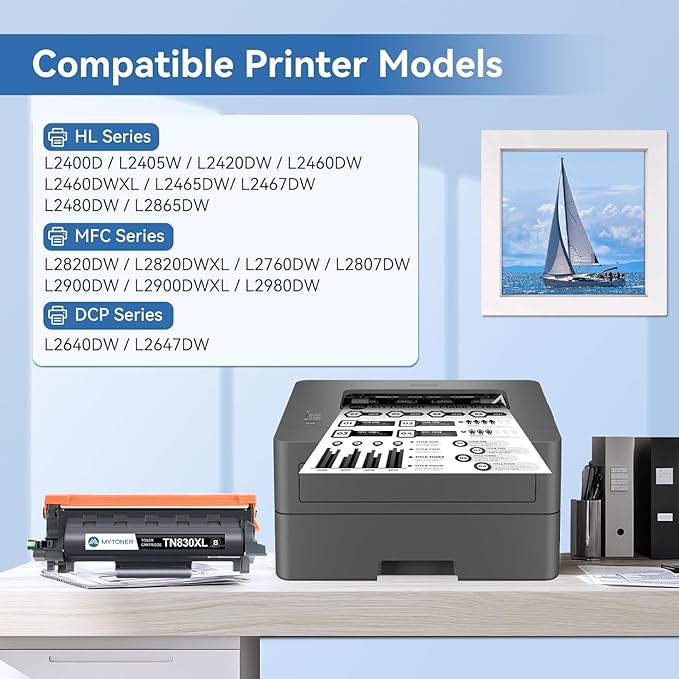 MYTONER Compatible Toner Cartridges Replacement for Brother TN830XL TN830 XL/V/R TN-830 for DCP-L2640DW HL-L2460DW MFC-L2820DW HL-L2400D HL-L2405W HL-L2465DW HL-L2480DW Printer, 1xBlack
