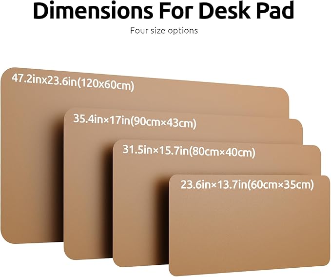 YSAGi Leather Desk Pad Protector, Office Mat, Large Mouse Pad, Non-Slip PU Blotter, Laptop Waterproof Writing for and Home (23.6" x 13.8", Khaki)