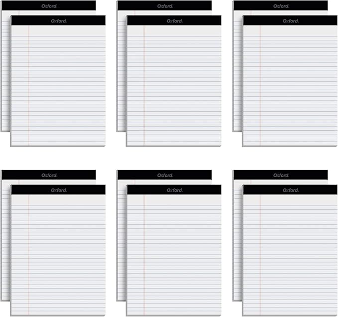 Oxford 8.5 x 11 Legal Pads, Wide Ruled, White Paper, 50 Sheets Per Writing Pad, Made in the USA (74030) | (Pack of 72)