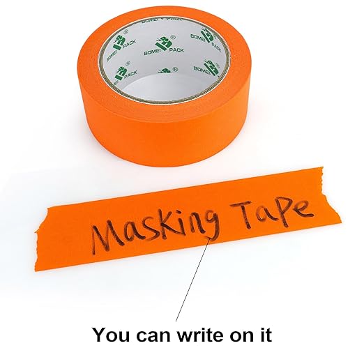 BOMEI PACK 3 Pack Orange Painters Tape, 2inch x 30yds, Multi Size Painting Masking Tape, Clean Release Paper Tape for Home and Office