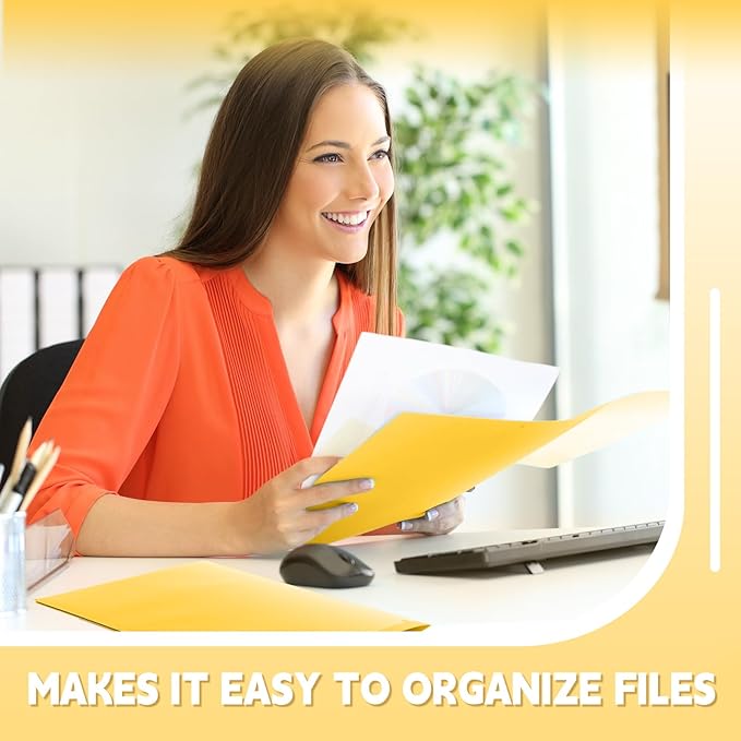 Henoyso 200 Pcs Plastic Folders with Clear Front Pockets Bulk Heavy Duty File Folders with 2 Pockets and Card Slot for Student Teacher Back to School Supplies Office Presentation (Yellow)