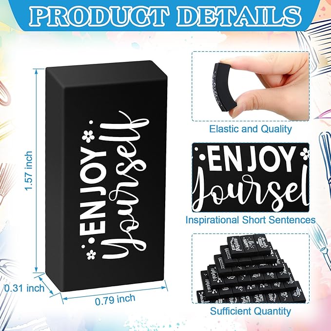 100 Pcs Inspirational Pencil Erasers Bulk for Kids Fun Motivational Eraser School Supplies Back to School Office Supplies for Classroom Office Teacher Artists (Classic)