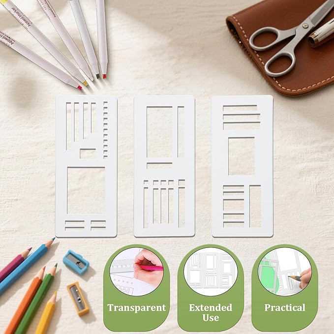 Handmade Flexible Record Template, Reusable Flexible Planner Stencils for Dot Grid Journaling, Calendar, Checklists, Scrapbooking & DIY Craft Supplies (A)