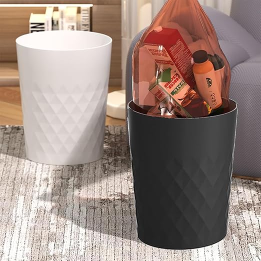 2 Pack Small Trash Can 1.8 Gallon Bathroom Garbage Can Waste Basket Recycling Bin for Dorms Bedrooms Offices Kitchens, Black