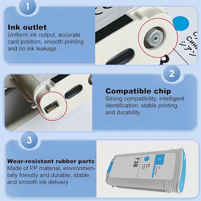 High Capacity 738 738XL Ink Cartridges 498N4A 498N6A 498N5A 498N7A Compatible with T950 T850 Printer Ink(4-Pack)