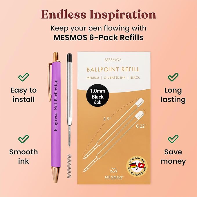 MESMOS Meaningful Sobriety Gifts for Women, 3pk Fancy Pen Set with German-Made Ink, Inspirational Pens, Proud of You Sober Gifts, Sober Affirmation Quote