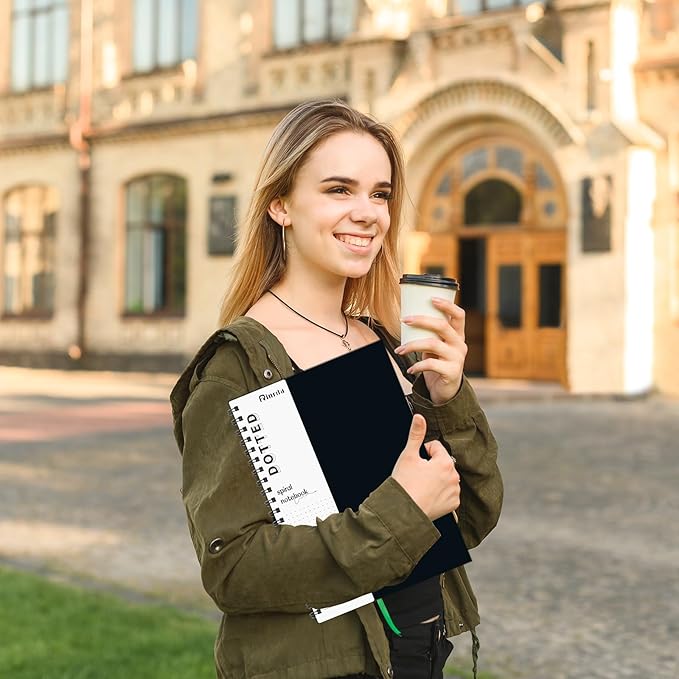 Dotted Journal Spiral Notebook 8.5" x 11"-4 Pack Dot Grid Notebook Hardcover Notebook 120 Pages 100 GSM Thick Dotted Paper Notebook Hardcover Journal for School, Office, Artist