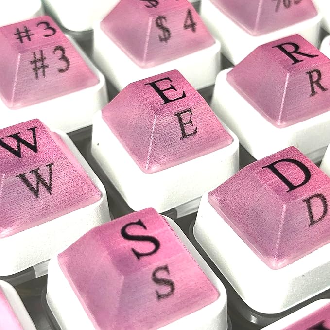 80 Pcs Self-Adhesive PC Keyboard Keys for Long Nails Typing and Gaming, Anti-Damage Symbolic and Alphanumeric Keys for Nail-Art (Purple Pink)