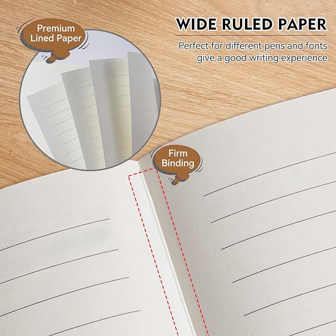 Lined Journal Notebook, 200 Pages, Leather Hardcover Notebooks, A5 College Ruled Thick Classic with Pen Loop Notebook Journals for Writing, for Women Men Office School, 5.75'' X 8.38'', Brown