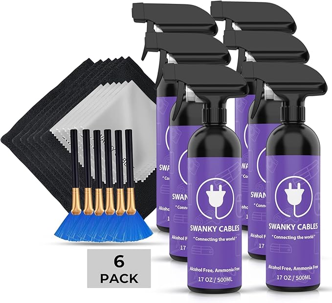 Swanky Screen Cleaner Kit: 6-Pack Microfiber Cloths & Electronic Cleaner Spray for TV, iPad, iPhone, Monitor & Laptop (17 Oz)
