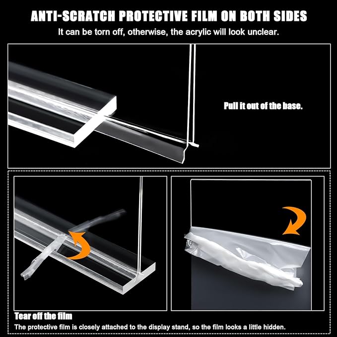 6pack Acrylic Sign Holder 5.5 X 8.5, Vertical T Shape Clear Plastic Menu Holder, Unbreakable Table Sign for Restaurant, Office, School, Store and Home Use