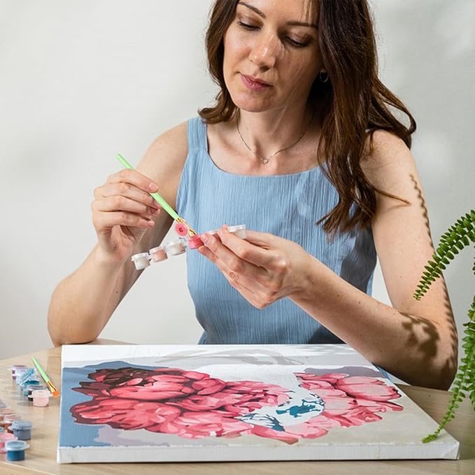 ESRICH Paint Brushes Set,10 Packs 100 Pcs Acrylic Paint Brush Set,Acrylic Oil Watercolor, Face Nail Art, Miniature Detailing,Rock Painting,Painting Artist Professional Kits(Green)