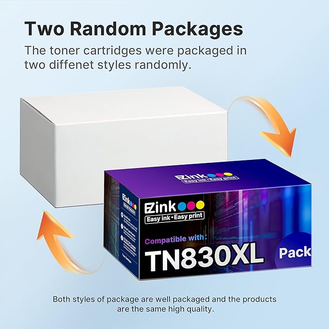 E-Z Ink Compatible Toner Cartridge Replacement for Brother TN830XL TN 830 TN830 Toner Cartridges for HL-L2460DW DCP-L2640DW HL-L2480DW HL-L2400D HL-L2405W MFC-L2820DW Printer (4 Black)