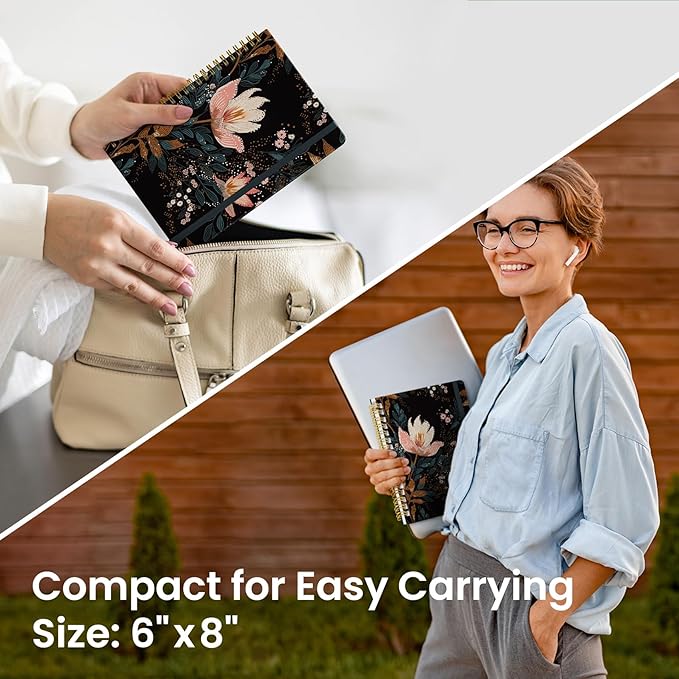 Lined Spiral Journal Notebook for Women, Cute A5 College Ruled Hardcover Notebook for Work & Note Taking, Aesthetic Pretty Journal for Writing, 140 Pages, Vintage Petals