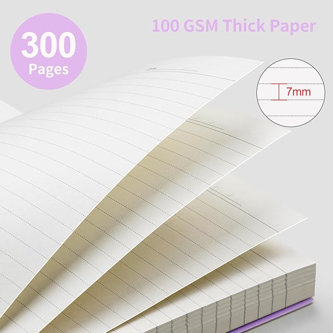 EMSHOI A5 Spiral Notebook College Ruled Lined Journal, Small 5.7" X 8.22", 300 Pages/150 Sheets, 100gsm Thick Paper, Waterproof Hardcover, for Office School Women Men Work Writing Notes-Purple