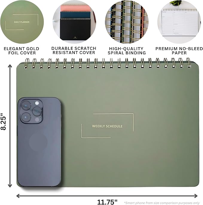 Undated Weekly Schedule | Business Planner | 8.25” x 11.75” ADHD Organizer | Premium Multi-Layout Schedule | White | Landscape Layout