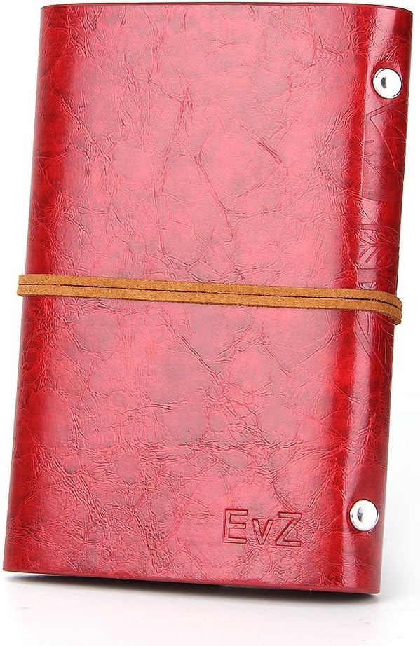 Vintage Dark Red PU Leather Cover Loose Leaf Blank Notebook Journal Diary Gift